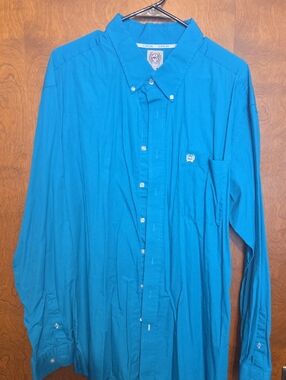 Cinch Men’s Bright Teal Long-Sleeve Button-Down Shirt